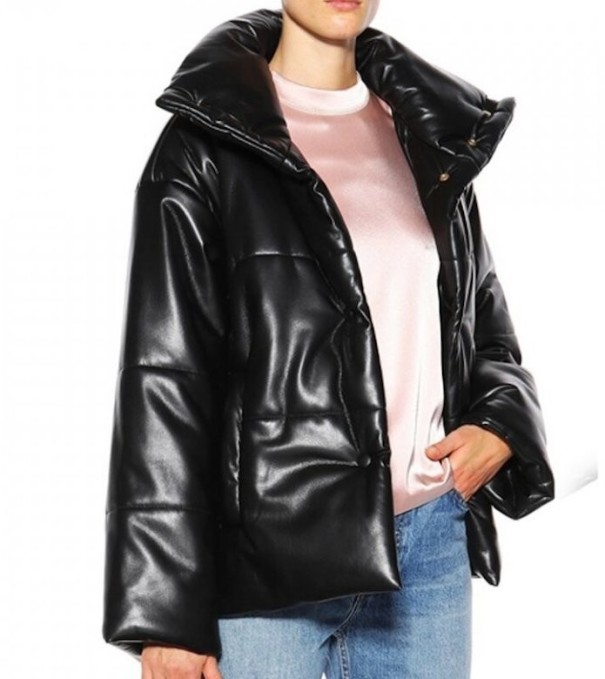 Chaqueta de invierno para mujer de piel sintética. negro L