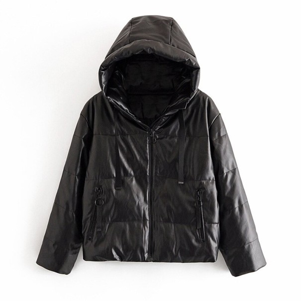 Chaqueta de invierno para mujer de piel sintética P1794 negro XS