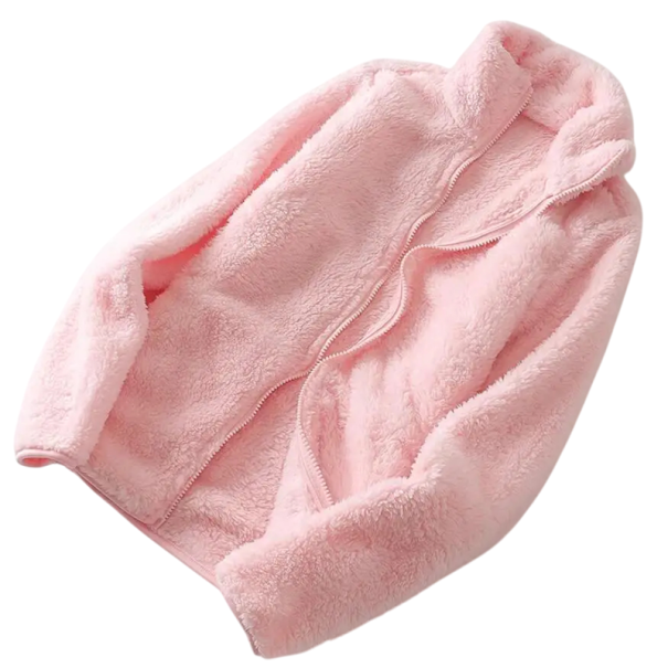 Chaqueta de invierno para mujer de poliéster Chaqueta de felpa cálida con cuello alto Cierre de cremallera Material suave y cálido Ropa de invierno cómoda rosa XL