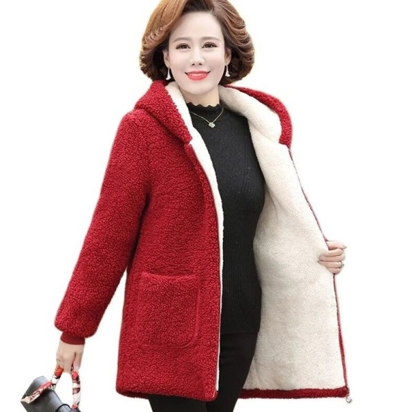 Chaqueta de invierno para mujer P2491 rojo 4XL