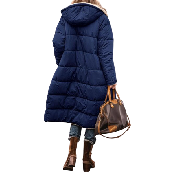 Chaqueta de invierno para mujer reversible con pelaje Cierre de cremallera Capucha Poliéster nylon Abrigo cálido y acogedor 2 en 1 Abrigo de invierno estiloso para épocas frías azul M