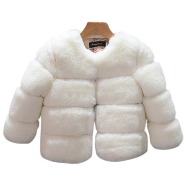 Chaqueta de invierno para niña estilo abrigo Caliente abrigo de piel Algodón Poliéster Viscosa Diseño suave y cálido Chaqueta de invierno elegante para niñas blanco 4