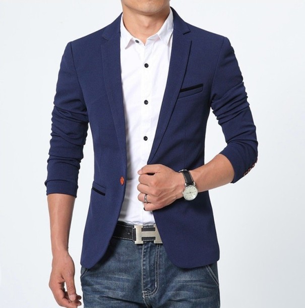 Chaqueta de lujo para hombre - Azul oscuro XL