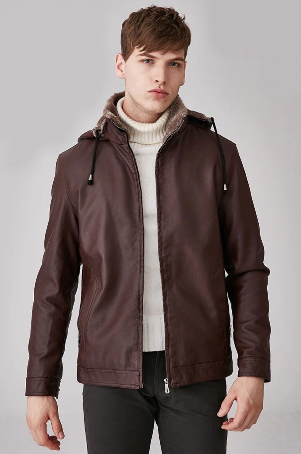 Chaqueta de lujo para hombre con pelo J1988 rojo XS