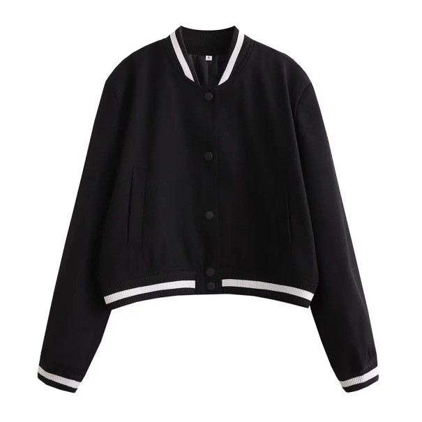 Chaqueta de mujer con botones y rayas negro S