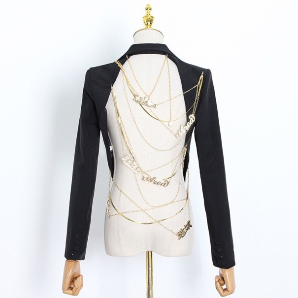 Chaqueta de mujer con espalda abierta P2445 negro S