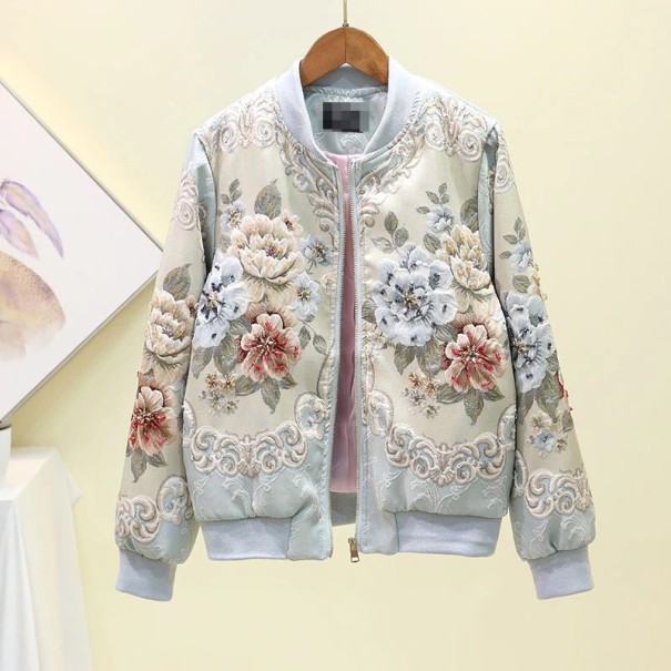 Chaqueta de mujer con flores P1361 azul claro M