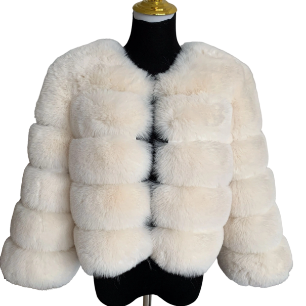 Chaqueta de mujer de piel sintética crema M Chaqueta de mujer de piel sintética crema M