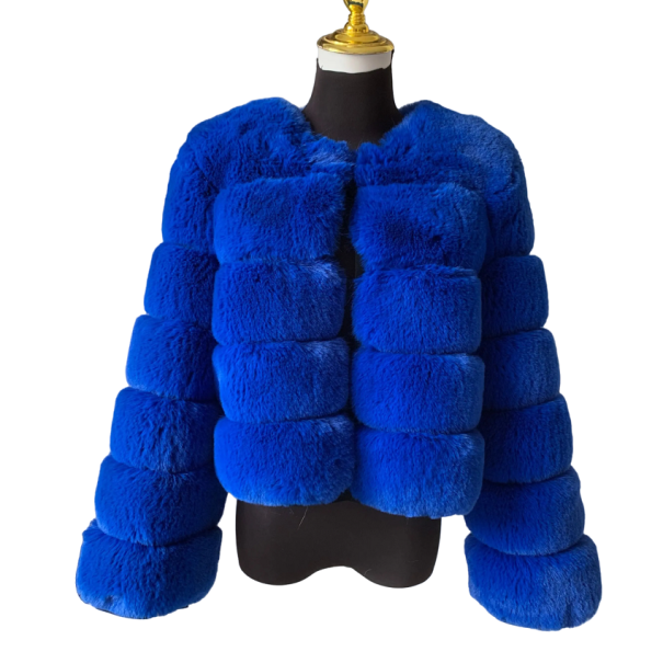 Chaqueta de mujer de piel sintética V152 azul oscuro M