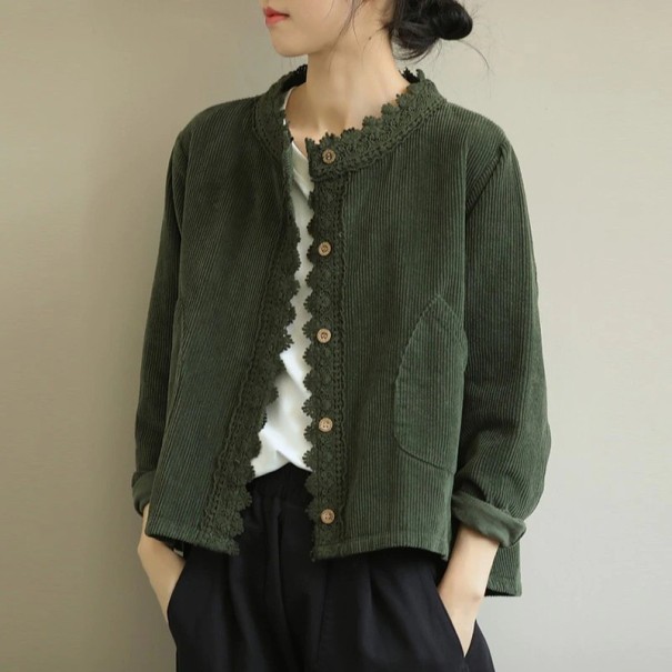 Chaqueta de otoño para mujer P2505 verde oscuro L