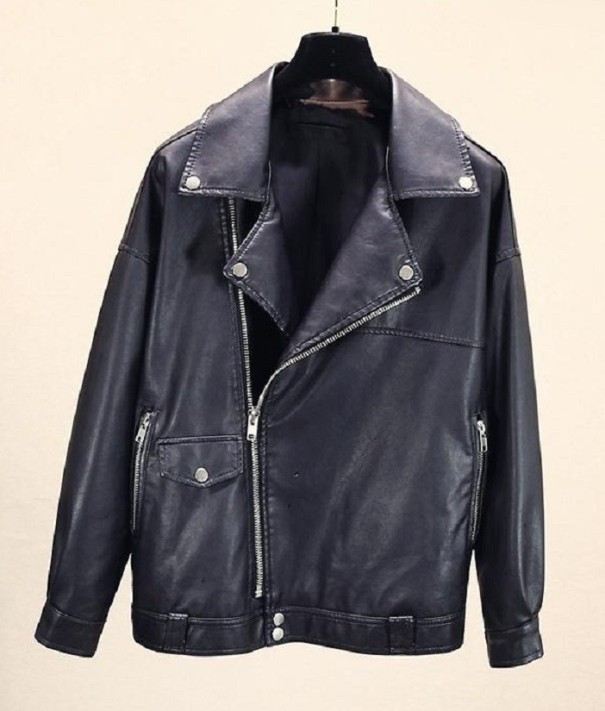 Chaqueta de piel sintética para mujer A1838 negro L