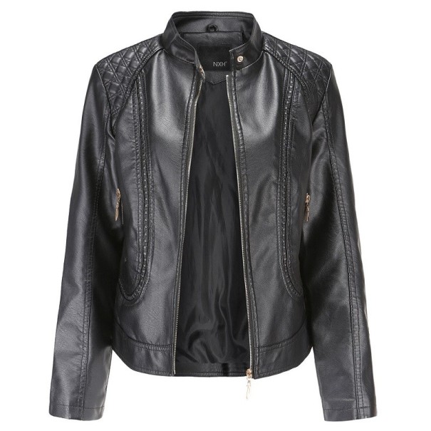 Chaqueta de piel sintética para mujer P1393 negro S