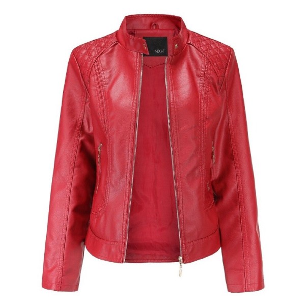 Chaqueta de piel sintética para mujer P1393 rojo S
