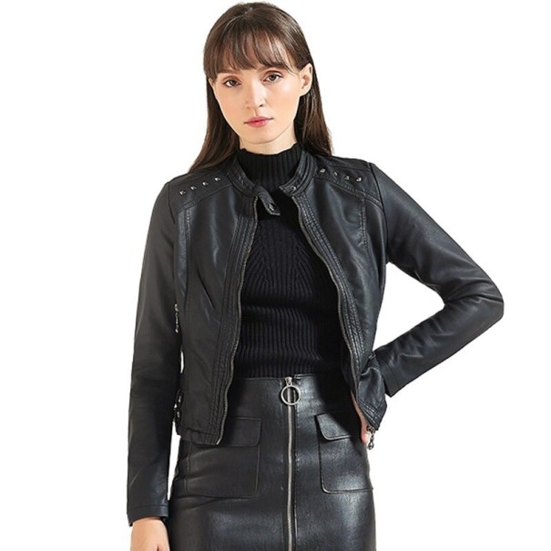 Chaqueta de piel sintética para mujer P1541 negro M