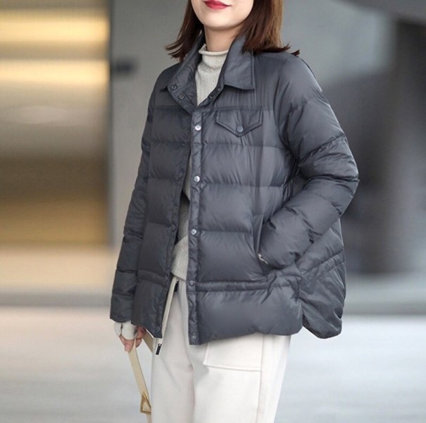 Chaqueta de plumas para mujer P1876 gris L