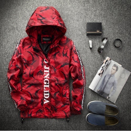 Chaqueta de primavera para hombre con diseño de camuflaje J751 rojo S