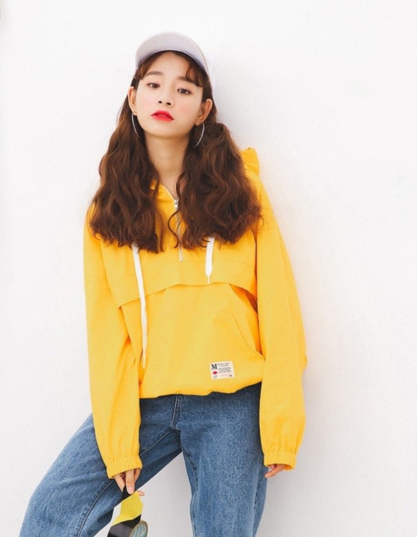 Chaqueta de primavera para mujer de estilo japonés J2789 amarillo