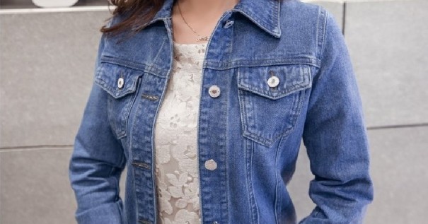 Chaqueta de primavera para mujer J2326 azul XS