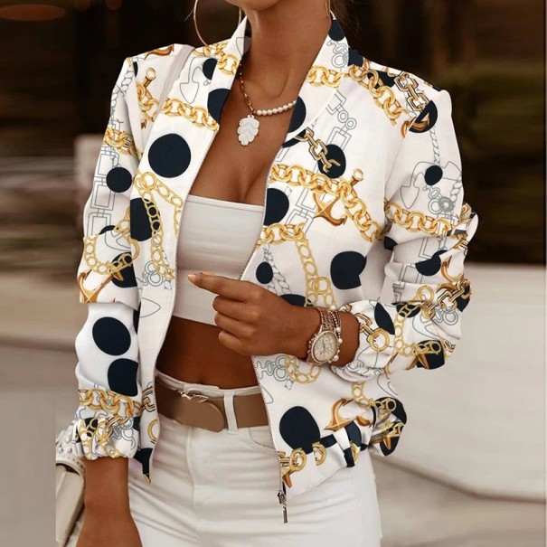 Chaqueta de primavera para mujer P1519 blanco XXL