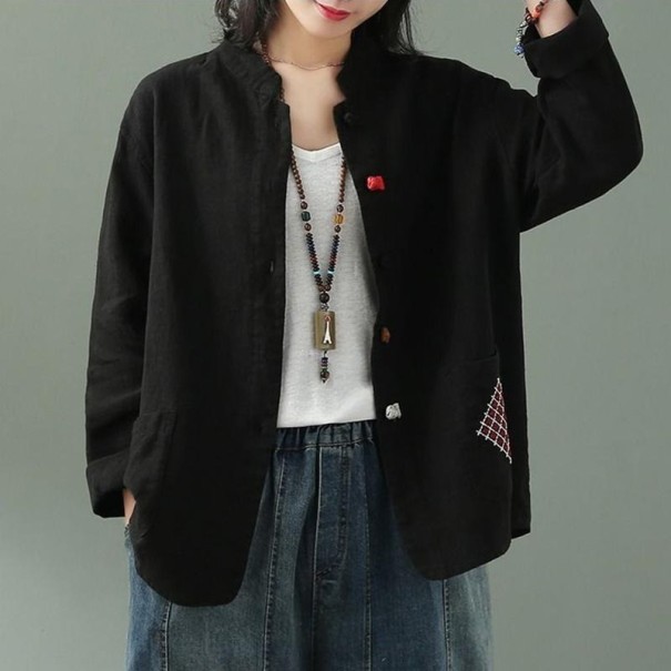 Chaqueta de primavera para mujer P1660 negro XL