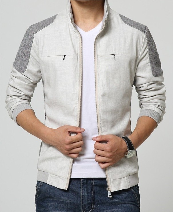 Chaqueta elegante de primavera/otoño para hombre J2055 blanco XS
