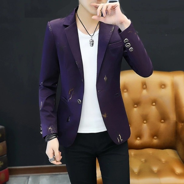 Chaqueta estampada para hombre F318 morado oscuro L