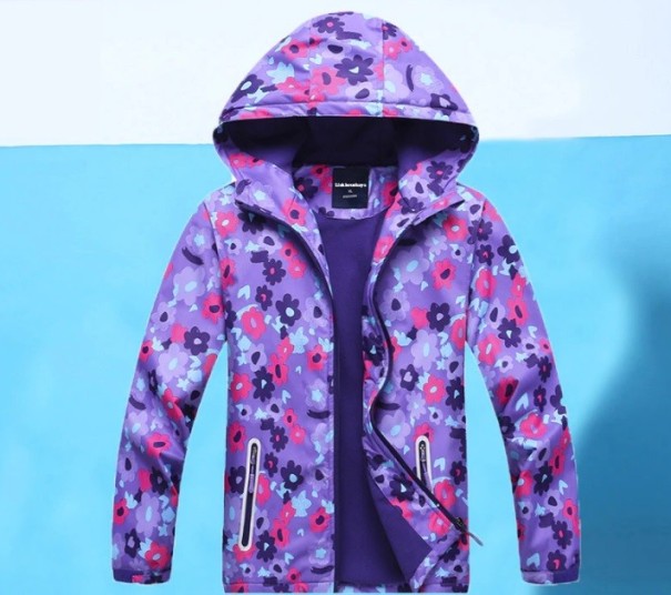 Chaqueta impermeable para niñas - Flores 10