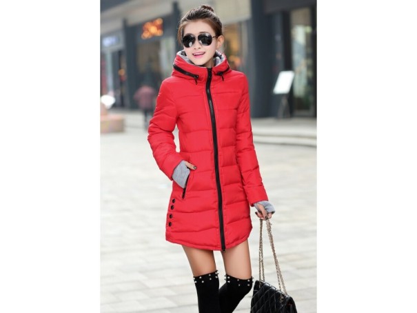 Chaqueta larga de invierno para mujer J2322 rojo XL Chaqueta larga de invierno para mujer J2322 rojo XL
