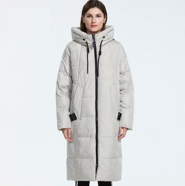 Chaqueta larga de invierno para mujer P1609 beige M