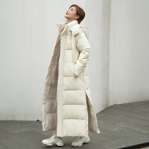 Chaqueta larga de invierno para mujer P1959 crema M