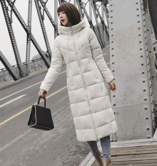 Chaqueta larga de plumas para mujer J779 blanco M