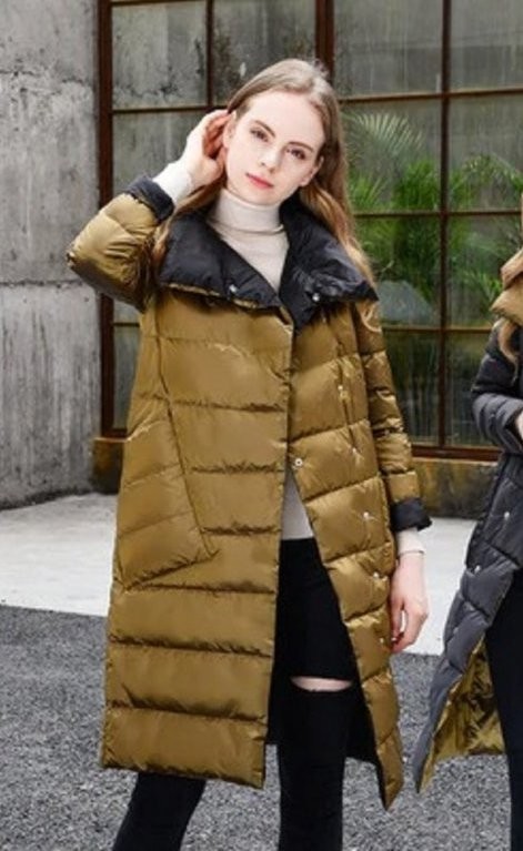 Chaqueta larga de plumas para mujer reversible M 3