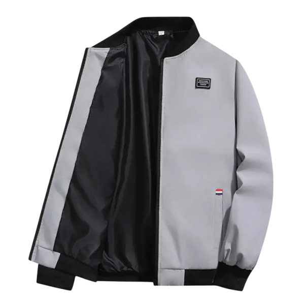 Chaqueta ligera con cremallera y forro Chaqueta de transición de moda para la ciudad Chaqueta deportiva con dobladillos elásticos Chaqueta elegante para el ocio y la primavera gris M