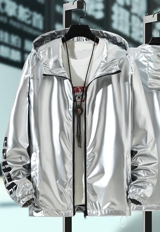 Chaqueta metalizada de mujer P1741 plateado L