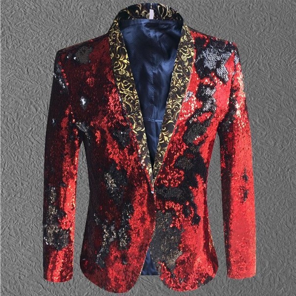 Chaqueta original de hombre con lentejuelas J933 rojo S