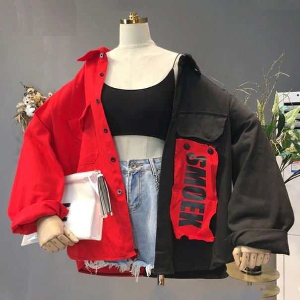 Chaqueta oversize de mujer P1417 rojo