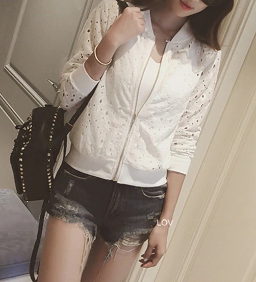 Chaqueta perforada de mujer J1032 blanco XS