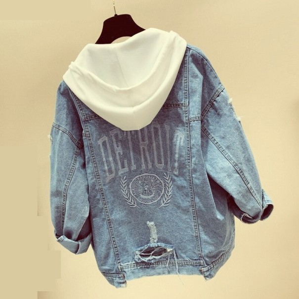 Chaqueta vaquera con capucha para mujer blanco M