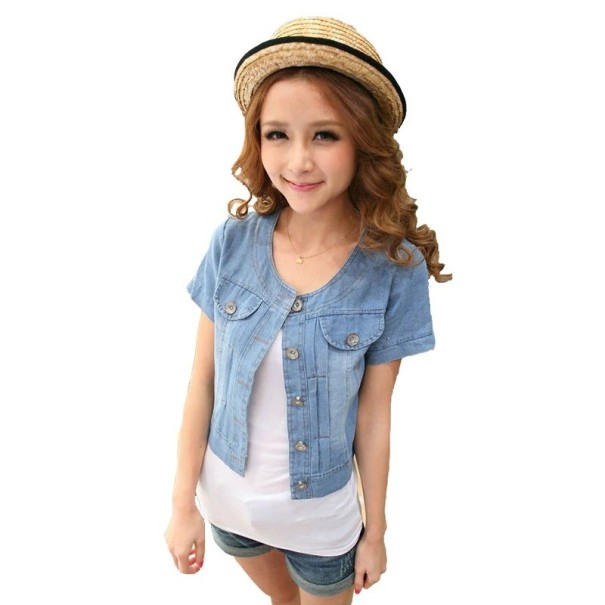 Chaqueta vaquera corta de mujer P1675 azul S