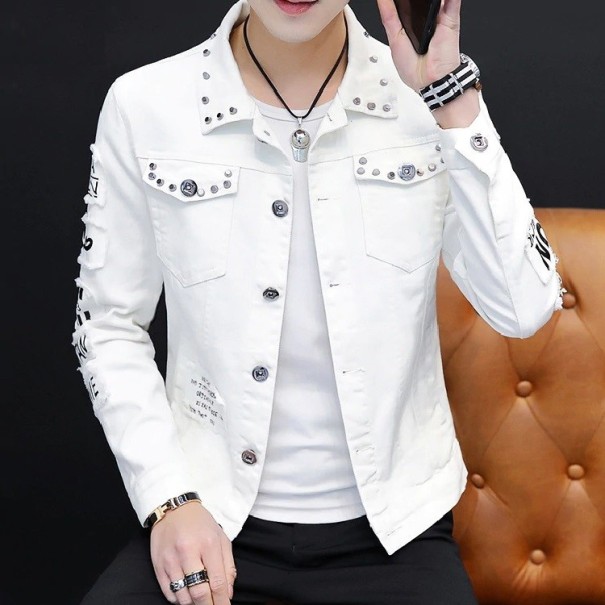 Chaqueta vaquera de hombre blanco L