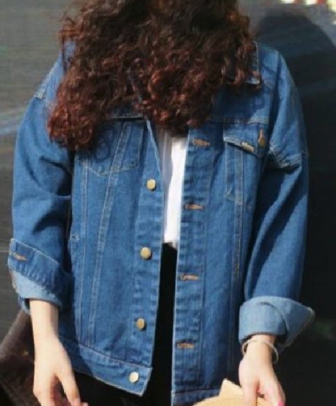 Chaqueta vaquera de mujer con botones J1036 azul oscuro S