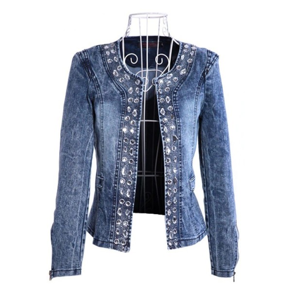 Chaqueta vaquera de mujer con pedrería XS