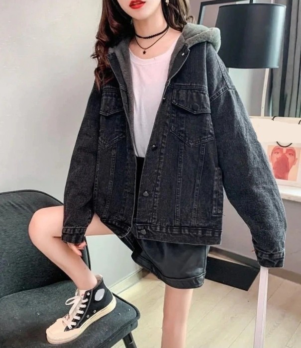 Chaqueta vaquera de mujer P2485 gris XL
