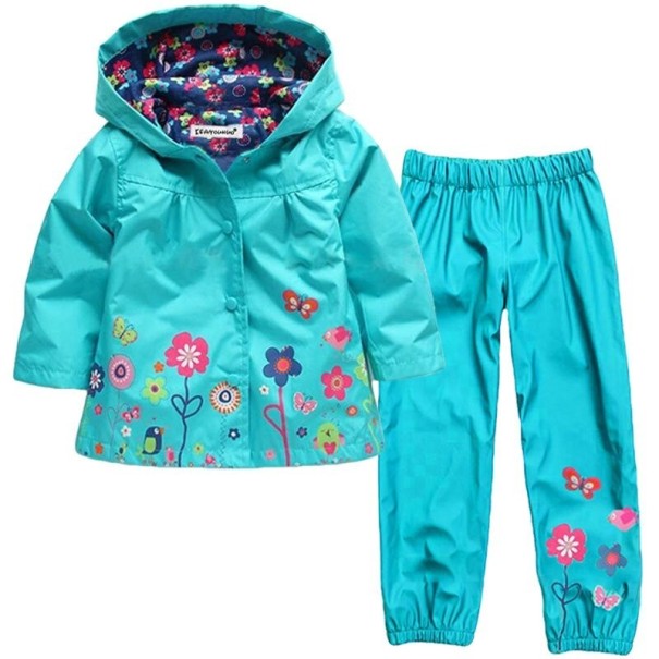 Chaqueta y pantalón impermeables para niñas azul 4