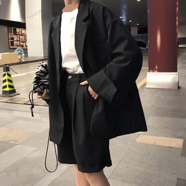 Chaqueta y pantalones cortos de mujer negro M