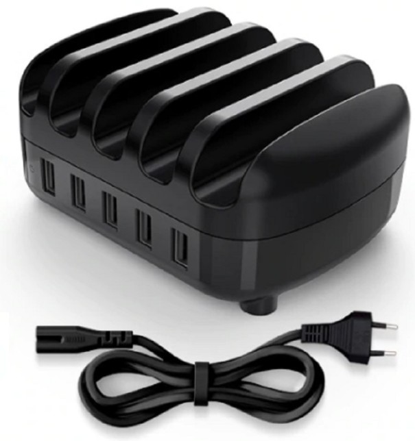 Chargeur avec support 5 ports noir