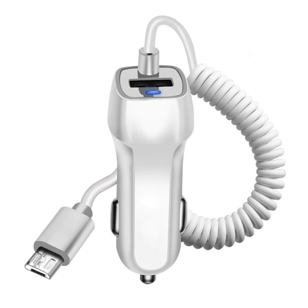 Chargeur de voiture avec câble flexible blanc 1