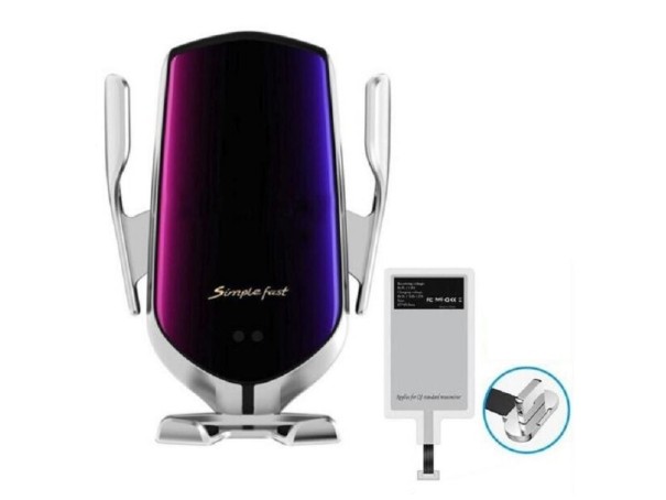 Chargeur sans fil pour voiture avec récepteur argenté 3