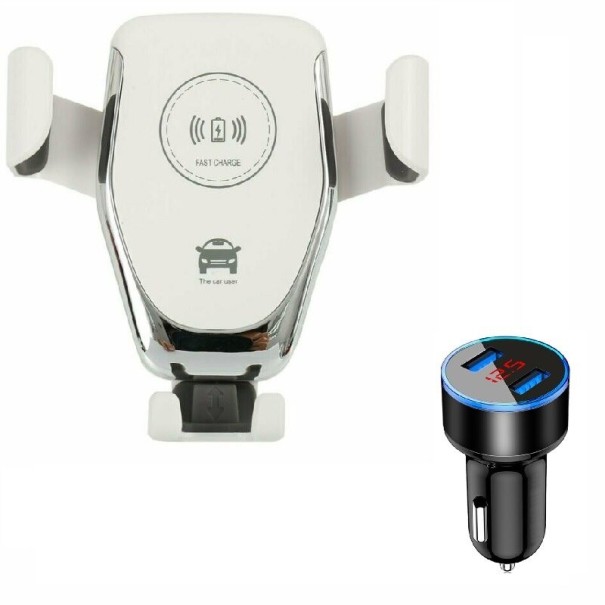 Chargeur sans fil pour voiture avec support K740 blanc 2