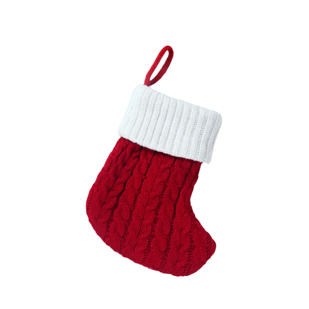 Chaussette de Noël rouge 15 x 25,7 cm avec bord blanc et cordon de suspension Chaussette décorative pour cadeaux Décoration pour cheminée ou sapin 1